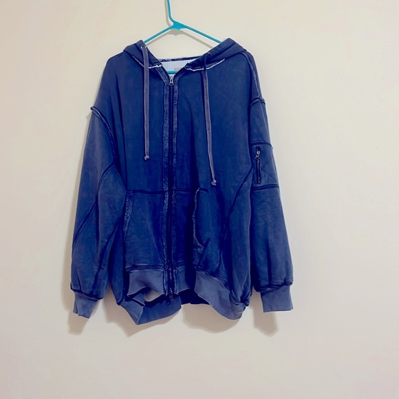 Free People Tops - Free people Sweater We the Free zip up thermal hoodie jacket women size L NWOT